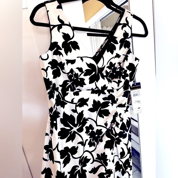 Donna Ricco - Vanilla/Black Sleeveless Dress - Picture 3 of 11